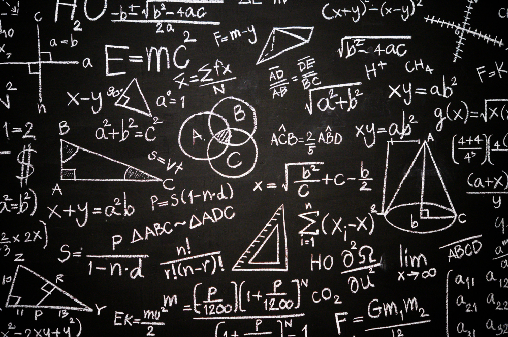 Maths formulas on a blackboard